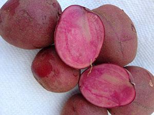 Цветной картофель с розовой мякотью