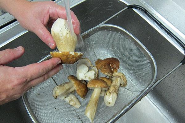тщательно промыть грибы