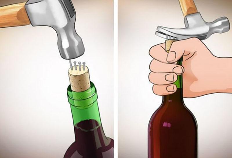 как открыть вино без штопора гвоздем и молотком