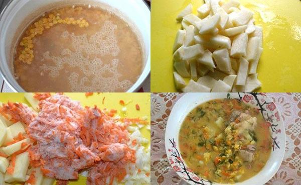 этапы приготовления горохового супа