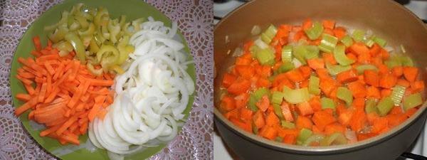 измельчить овощи и тушить