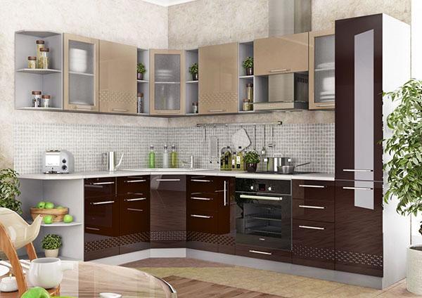 Кухонные гарнитуры с коричневой столешницей