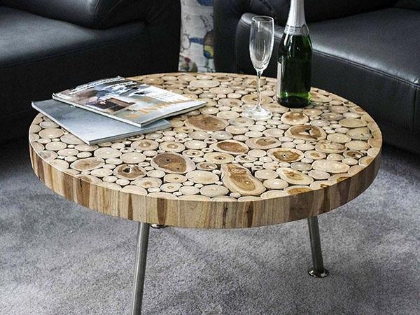 круглый журнальный столик из дерева