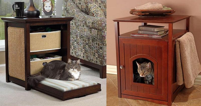 встроенный в мебель домик для кошки