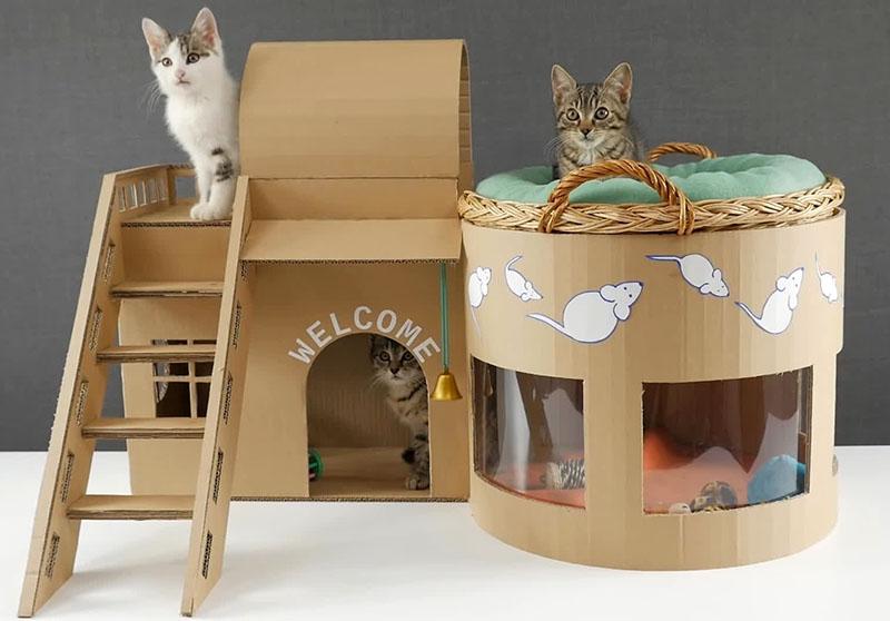 картонный домик для кошки своими руками