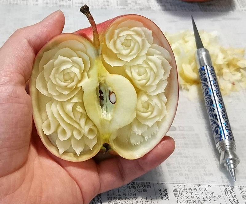 карвинг внутри яблока