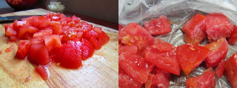 заморозка нарезанных томатов